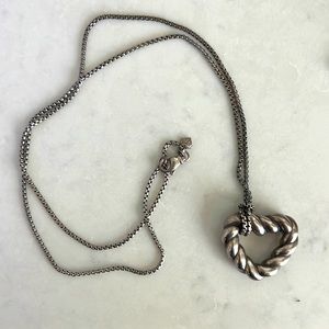 David Yurman sterling silver cable heart pendant necklace